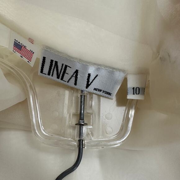 Linea V Women Top Sz 10 Sheer High Neck Puff Sleeve Regency Cottagecore Romantic - Picture 5 of 9